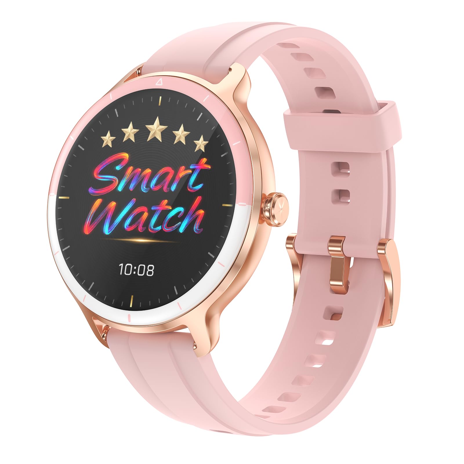 Montre intelligente femme,ultra-mince 0,39",suivi 24H | Appels Bluetooth, ip68 étanche, fréquence cardiaque / cycle Tracker, 100 + modes sportifs, compatible Android / iPhone