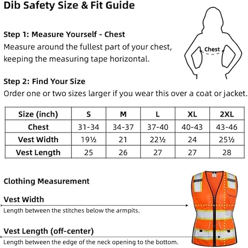 Miniatura 2 de Dib Safety Chaleco para mujer con bolsillos, chaleco reflectante de malla de alta visibilidad, ANSI Clase 2 fabricado con cinta reflectante 3M,