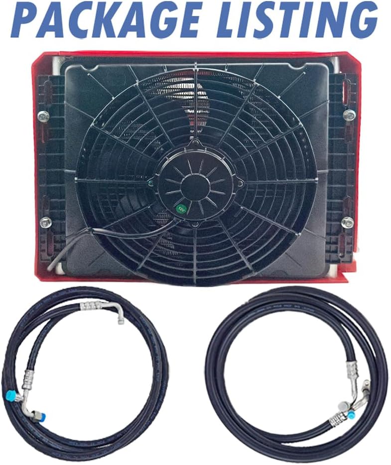 12V Automotive Air Conditioning System for Classic Cars, Trucks, RVs, Farm Vehicles, Excavators, Pickup Trucks, Construction Vehicles, Vans, etc. Electric A/C Kit (Electric compressor kit)