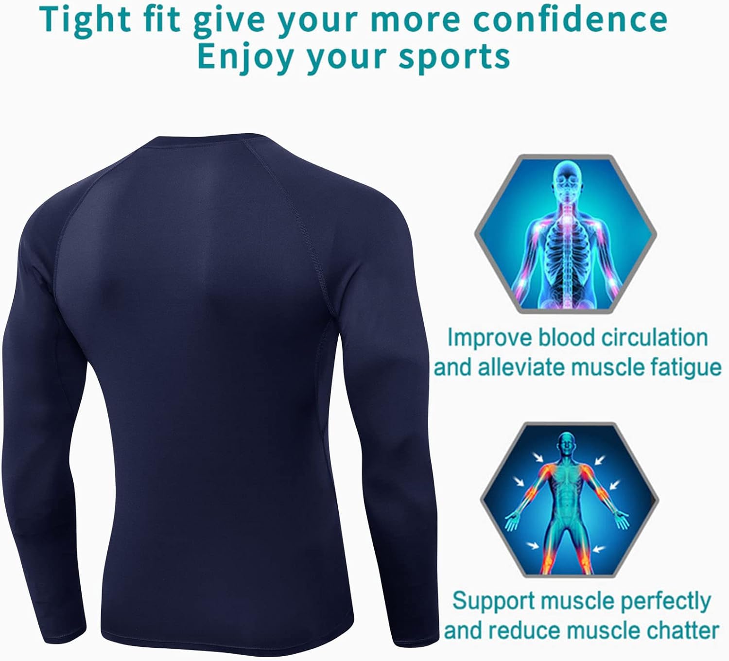 SPVISE 1 or 3 Pack Men's Compression Shirts Long Sleeve Workout Gym T-Shirt Running Top Cool Dry Sports Baselayer Undershirts - Image 5