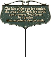 Whitehall Products 'The Kiss of the Sun' Garden Poem Sign - Rust-Free Aluminum, Green/Gold Finish, Weatherproof Lawn Stake
