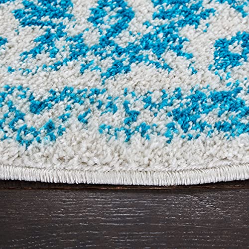 image for SAFAVIEH Adirondack Collection Area Rug - 4' Round, Ivory & Teal, Dist