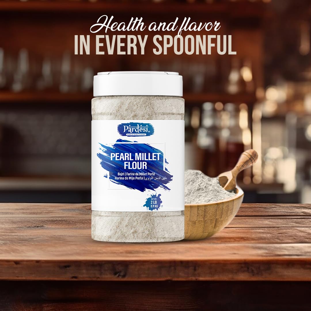 PARDESI Pearl Millet Flour 2.86 LB (1.46 KG) Bajri Flour - Resealable Jar with Handle I Indian Origin I No spills No mess I Easy to Store I Pantry Ready - Image 6