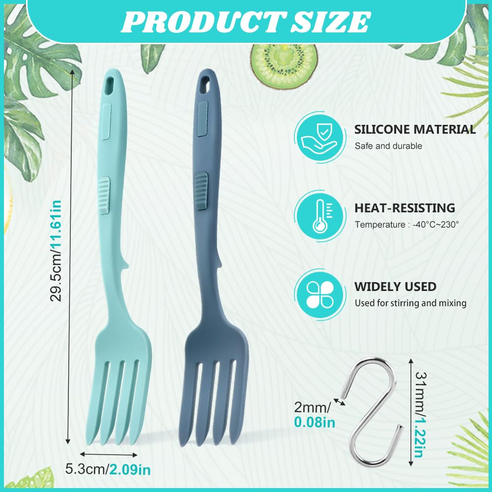 2pcs Silicone Flexible Forks Silicone Cooking Fork Heat Resistant 11.6 Inch Nonstick Blending Fork Ultimate Fork for Mix Ingredients, Mash Food(COLOR:blue) — Amazon image 2