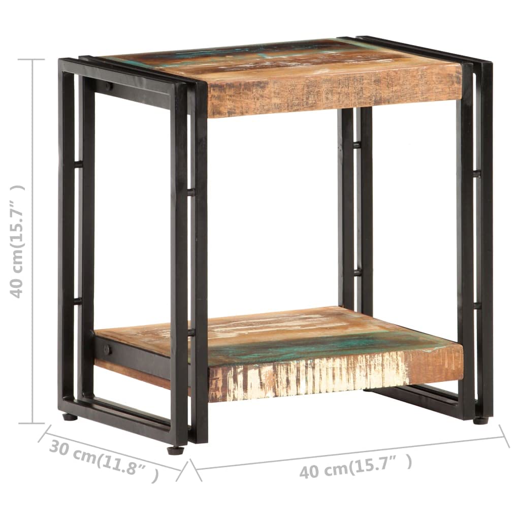 Beistelltisch Altholz Massiv 40x30x40 cm Couchtisch mit Ablagefach und Stauraum für Wohnzimmer Schlafzimmer Büro Flur als Nachttisch oder Sofatisch im Industriestil mit Rollen und Regal
