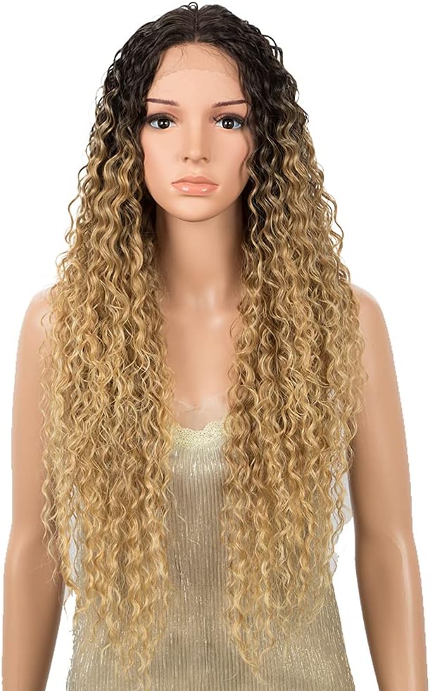 DÉBUT Lace Front Wig Curly Wig for Women 28 inches 230g Synthetic Hair Heat Resistant Fiber 130% Density (28 inches, TAT6/27/24E)