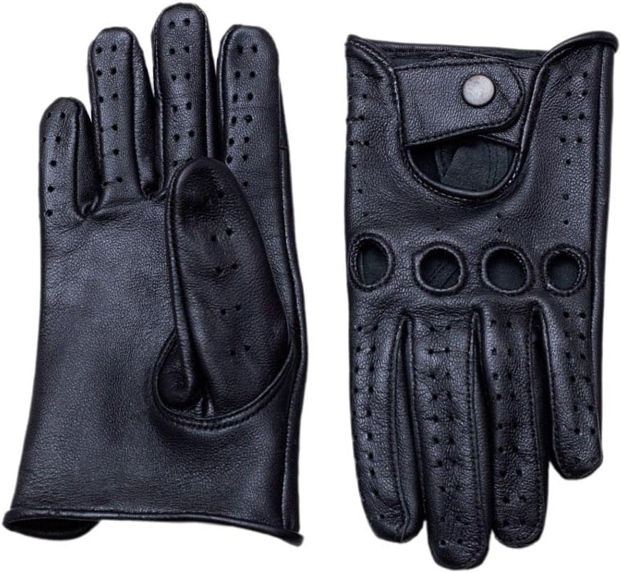 Men's Full Finger Driving Gloves, Riding Gloves, Biking Leather Gloves (Black) - Image 4