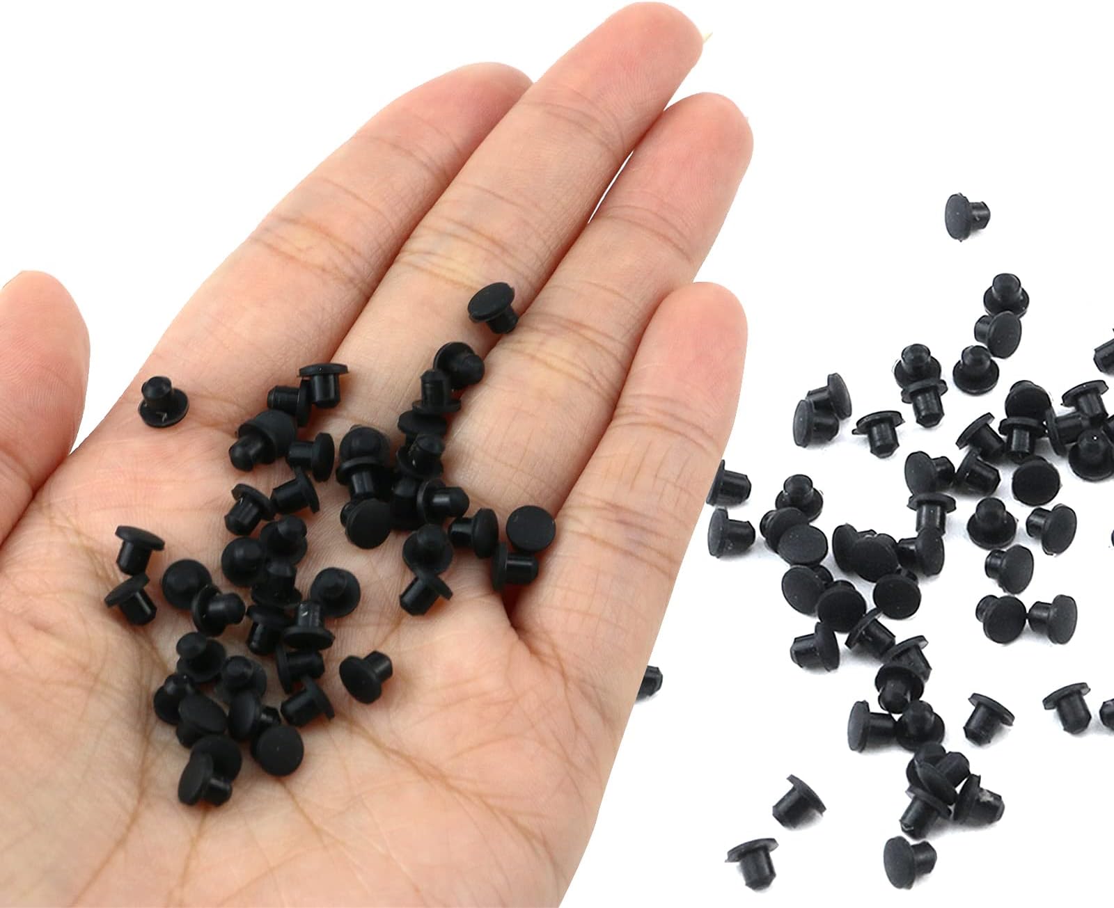 100PCS 3mm Plastic Hole Plugs Round Button Plugs Panel Hole Plugs Button Tops Screw Cap Drilling Cover for Chair Cabinet Cupboard Shelf (Black)