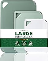 THETCHRY 3-Piece Green Plastic Cutting Board Set - BPA-Free Non-Slip Reversible Dishwasher Safe Chopping Boards with Handles
