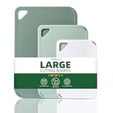 Plastic Cutting Board Set of 3-Cutting Boards for Kitchen BPA Free&comma; Large-Small Chopping Boards Non-Slip for Cooking Camping Dishwasher Safe&comma; Reversible&comma; with Grip Handle&comma; 15"×10"×0&period;6" Green