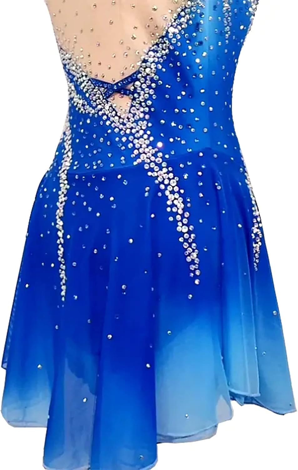 Sleeveless Figure Skating Dress Girl Women Competition Ice Skating High Elasticity Training Costume, S,Blue
