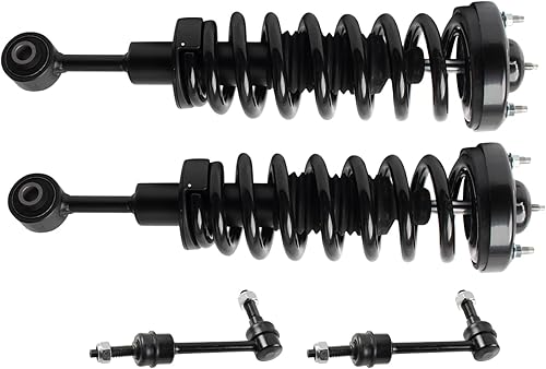 Miniatura 1079 de TRQ Kit de suspensión delantera, conjunto de amortiguadores y resortes, barra estabilizadora, enlace estabilizador compatible con Chevrolet