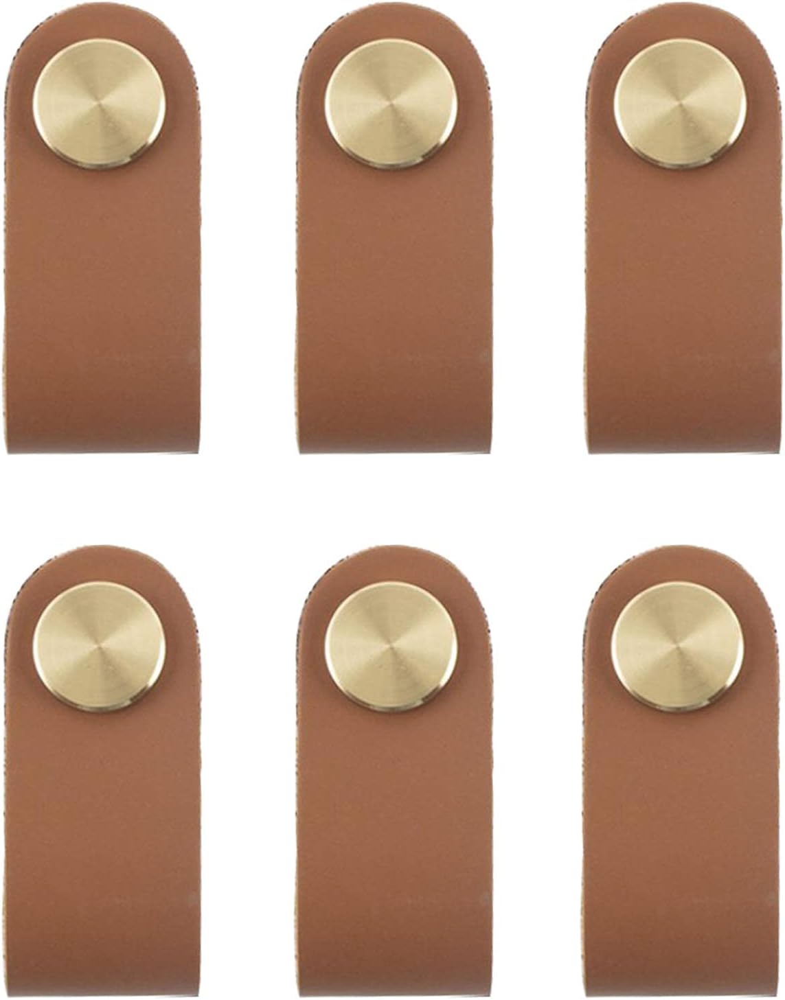 6 Pieces Leather Handle Pulls Handmade Leather Cabinet Drawer Handle Modern Leather Cabinet Door Knobs Pull Handle with Brass Screw Cupboard Cabinet Handle Door Pull Decor Hardware