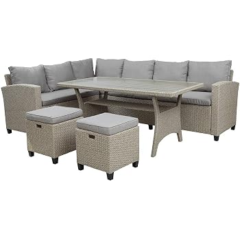 Amazon Com Suntime Outdoor Living Gf07739usa Cambridge Furniture Outdoor Sofa Patio Dining Conversation Set Grey Garden Outdoor