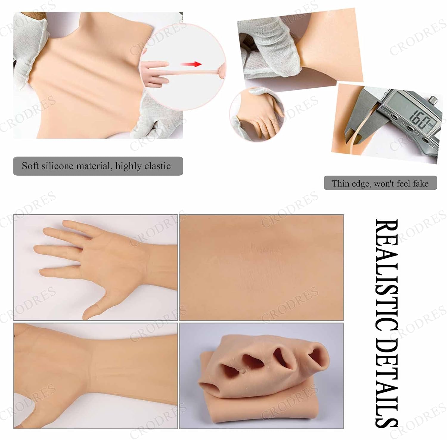Artificial Silicone Gloves Women's Artificial Fake Hands Arm Cover Scars Realistic Skin Handmade Prosthesis