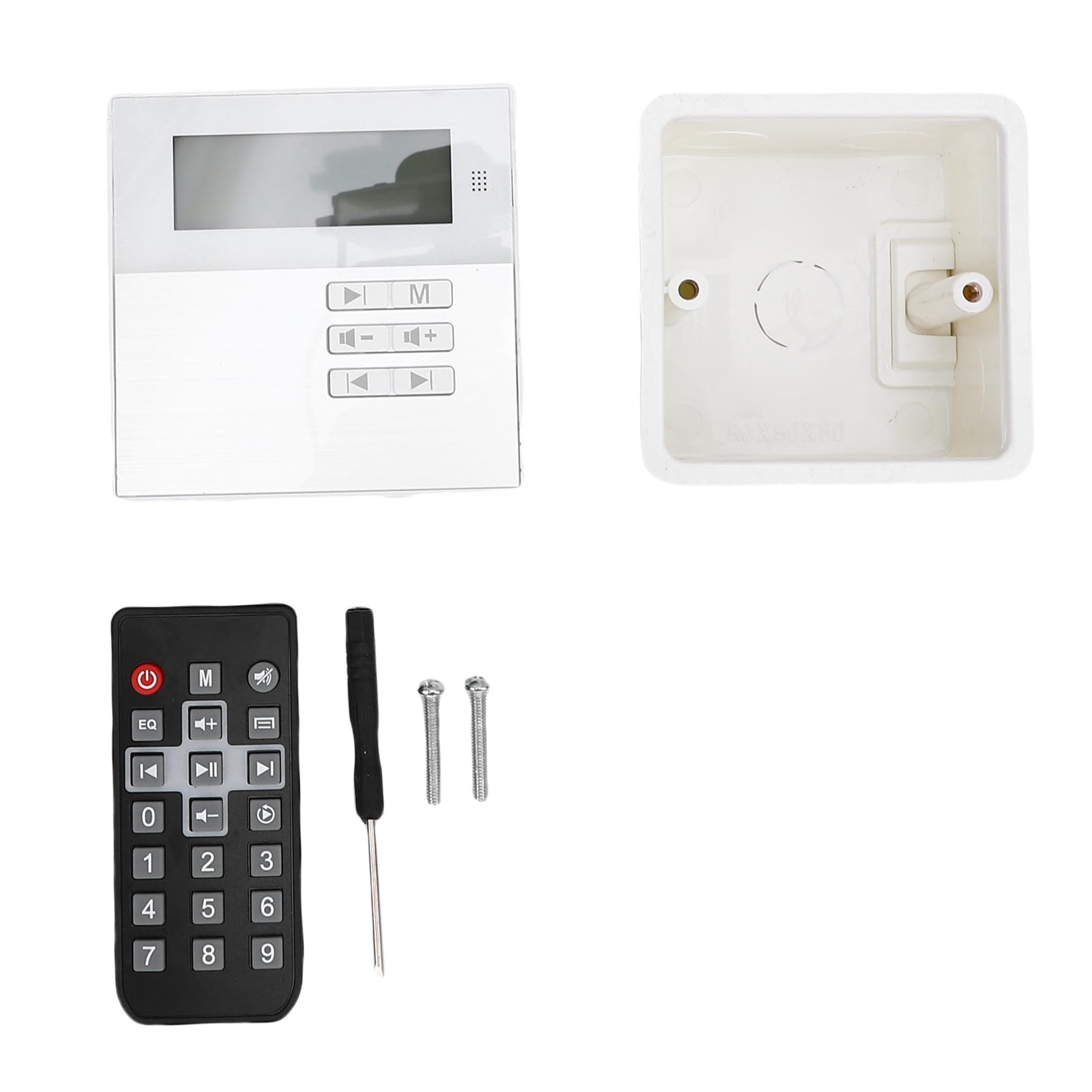 Goshyda Amplificador de Música de Montaje en Pared Bluetooth 5.3: 40 Vatios, Soporte Multiformato, Diseño que Ahorra Espacio con Control Remoto Inalámbrico para Cafetería y Uso Doméstico