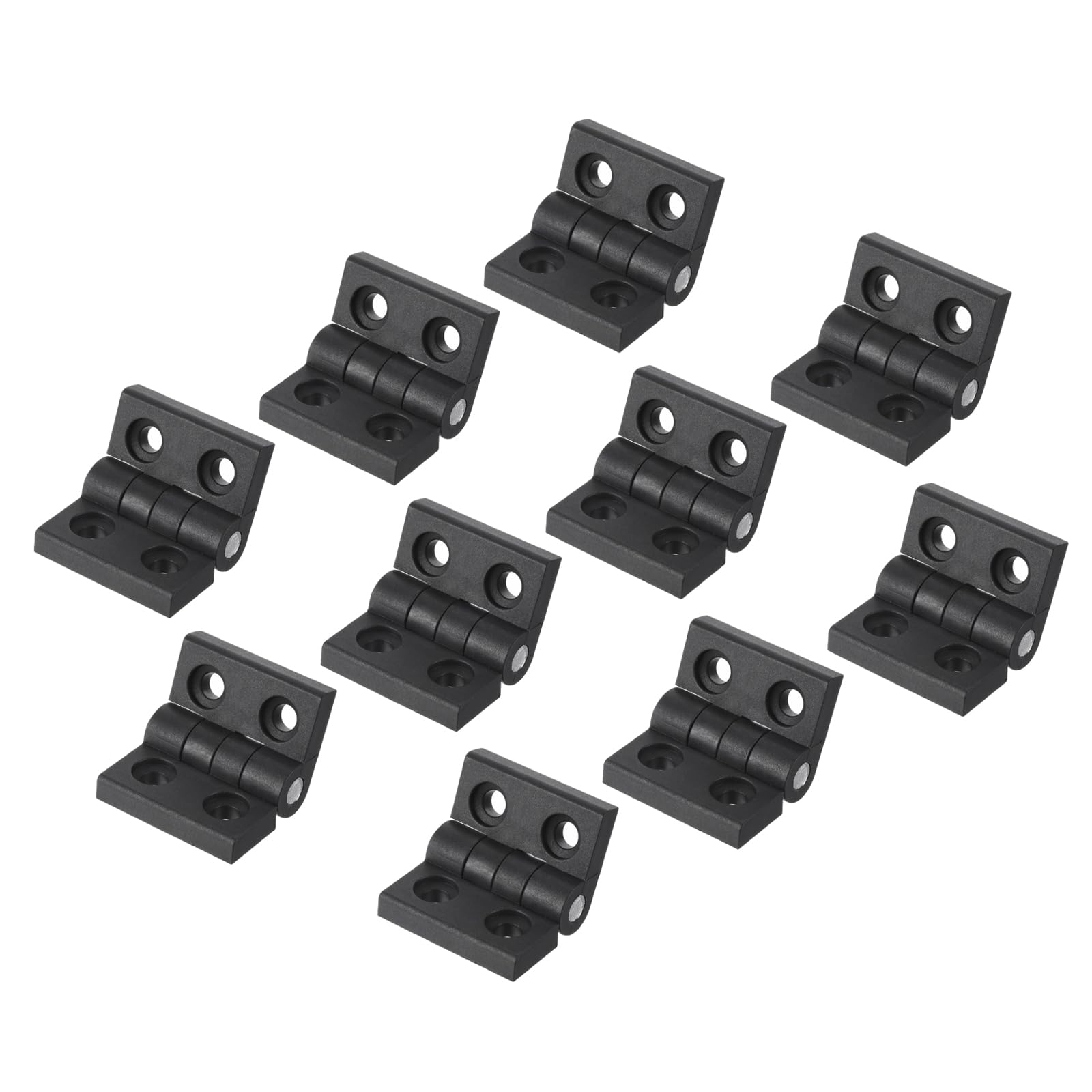 QUARKZMAN 1.9x1.9 Pulgadas Bisagras X 10uds Plástico Plegables Bisagras Extremo Perno Para Caja Puerta Ventana Gabinete Armario Guardarropa Baño Edificio, [Negro, Cuadrado Esquina