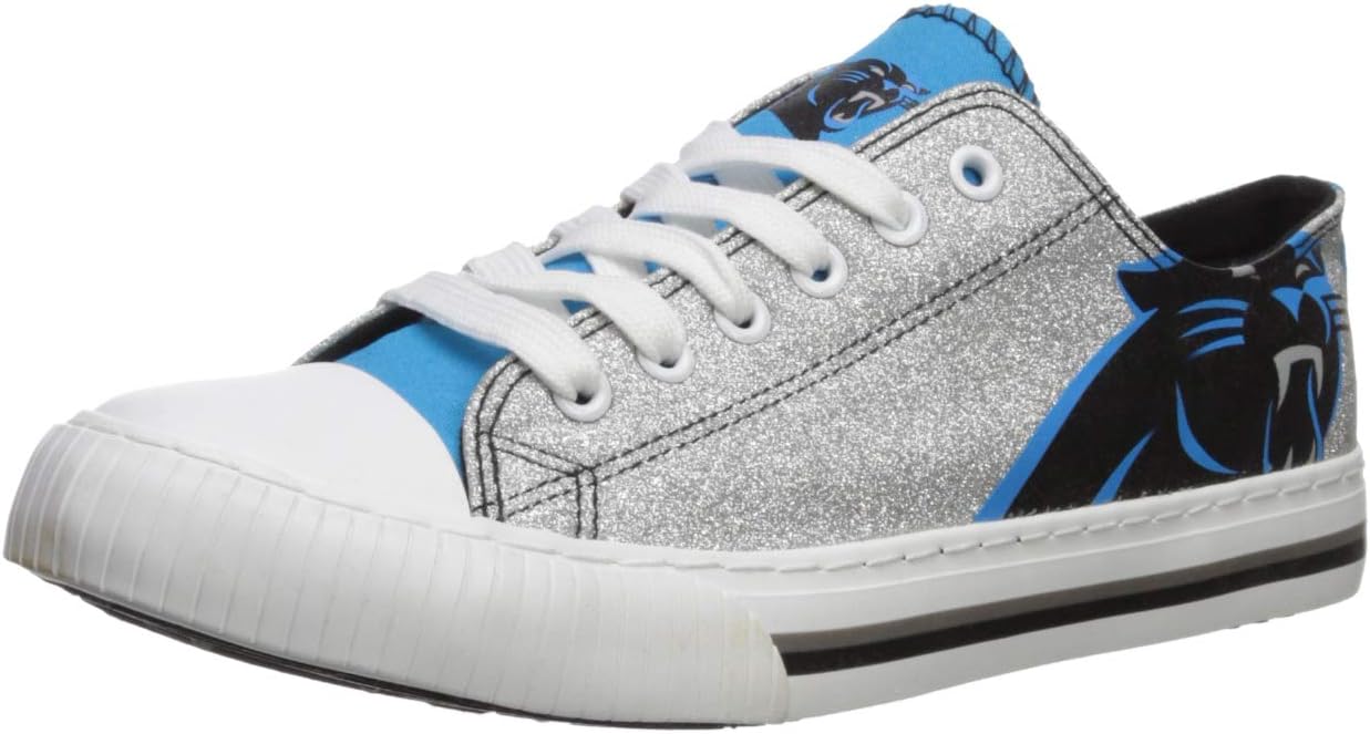 FOCO Carolina Panthers NFL Womens Glitter Low Top Canvas Shoes - 7