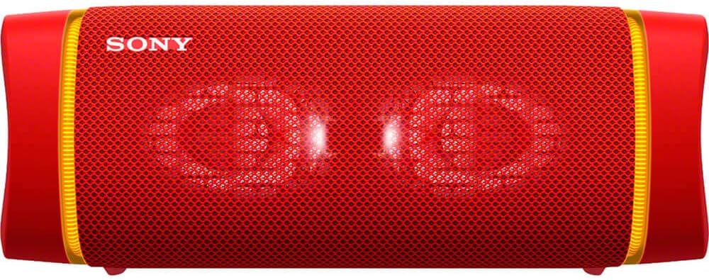 Sony SRS-XB33 EXTRA BASS Wireless Bluetooth Portable Speaker, IP67 Waterproof & Durable for Home, Outdoor, and Travel, 24 Hour Battery, Party Lights, USB Type-C, and Speakerphone, Red