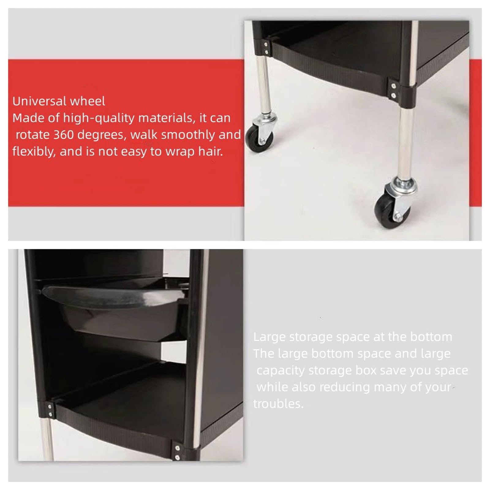 Carrello del Salone Carrello per Salone con Vassoio Flessibile per Parrucchiere, Vassoio per Strumenti, Carrello per Barbiere con rotelle, per Negozio di Barbiere