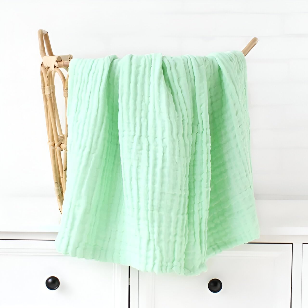 JUST GOODS Organic 100% Cotton Muslin Baby Bath Towel - Super Absorbent, Extra Soft, Eco-Friendly, Multi-Use for Newborns, Infants, Kids Boys & Girls - 105x105 CM (Green)-picture-17