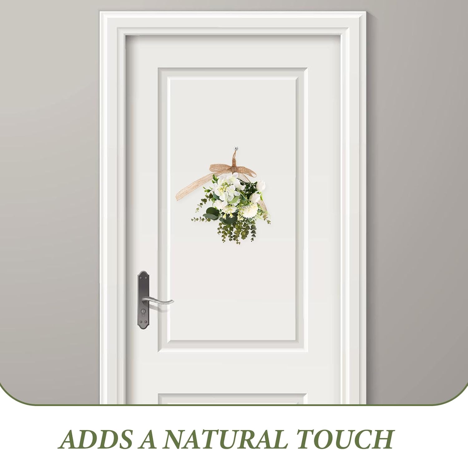 LUOZZY Artificial White Flowers Wreath Swag Hanging Decor for Kitchen Cabinet Doors Windows Walls Home Party