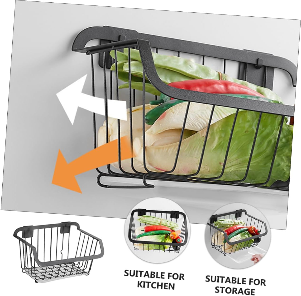 Mikinona Stainless Steel Produce Basket Mesh Fruit Basket Kitchen Storage Organizer Strong Bearing Capacity Easy to Use for Closets Bedrooms Living Rooms