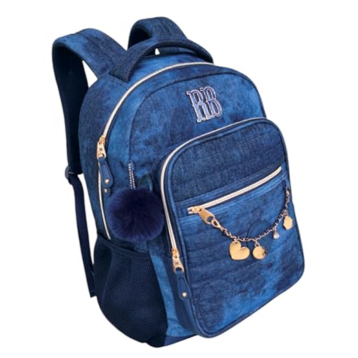 Mochila De Costas Escolar Juvenil Rebecca Bonbon Jeans Azul Clio Style 2026