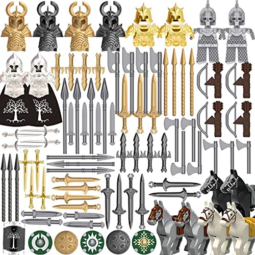 Millitärspielzeug Helm Antikes Rom, 106St. Ritter Helm, Schwert und Waffen Set für Ritter Mini Figuren SWAT Team Polizei…