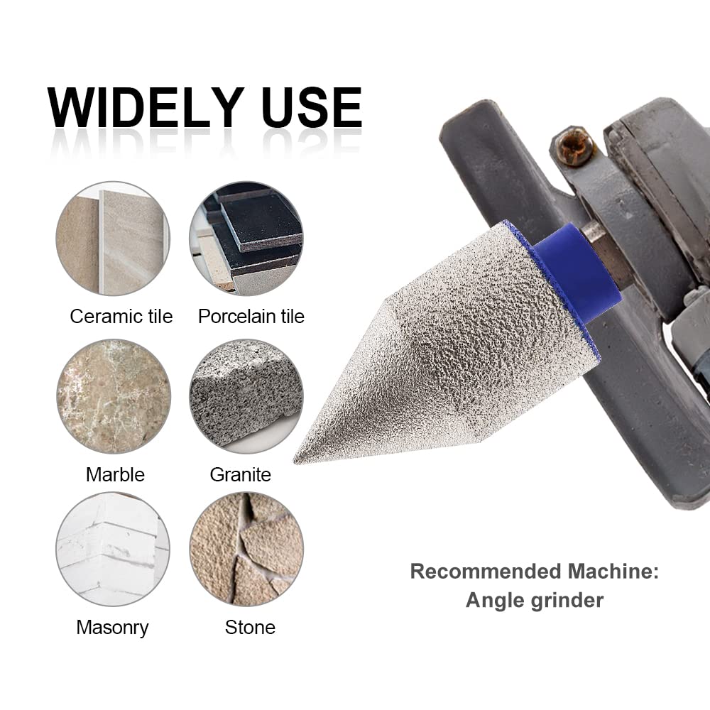 SHDIATOOL 1-3/4-Inch Diamond Chamfer Bits,Milling Bits,Countersink Bits for Shaping Bevelling Porcelain Tile Marble Ceramic Granite 45MM