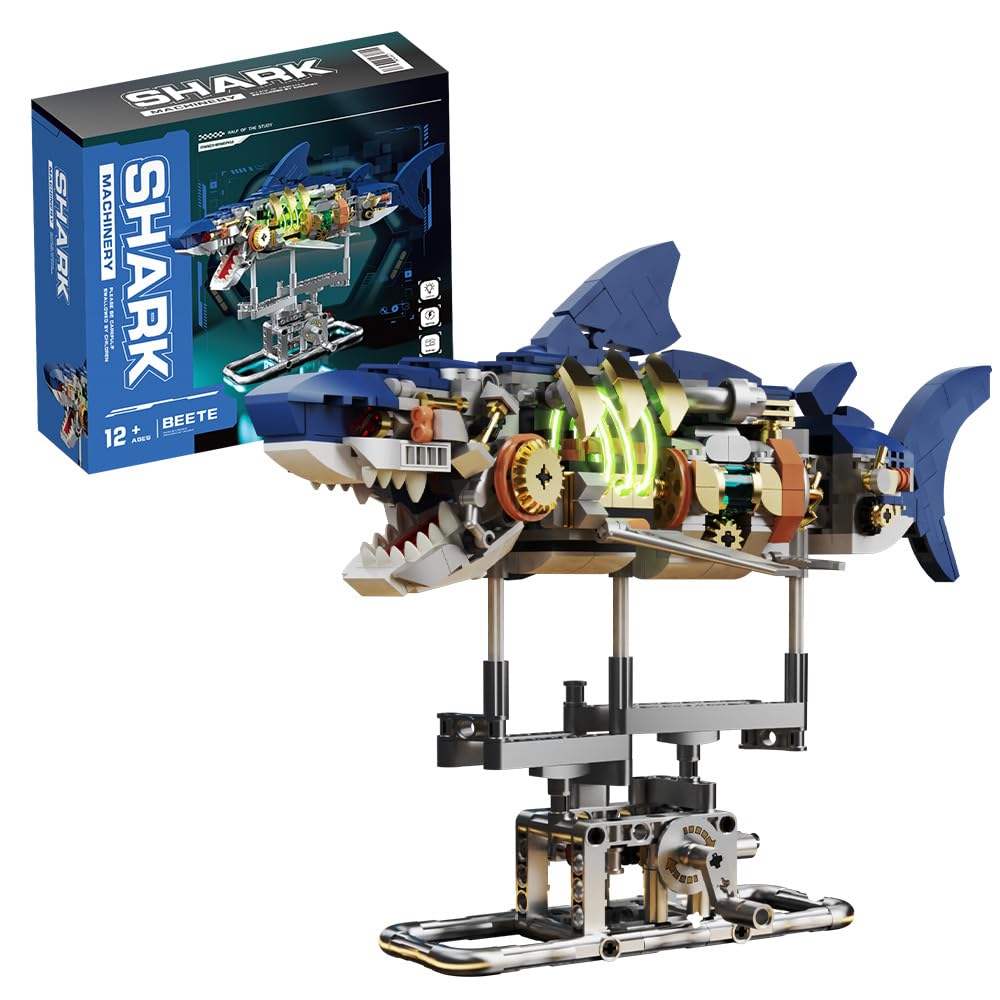 Holiday Toy Shark Animal Building Block Set for Boys 8-14, Sea Creatures Marine Animal Building Blocks Toys Crossing Ocean Lovers, 687 Pieces Home Decor Gift for Adults Teens