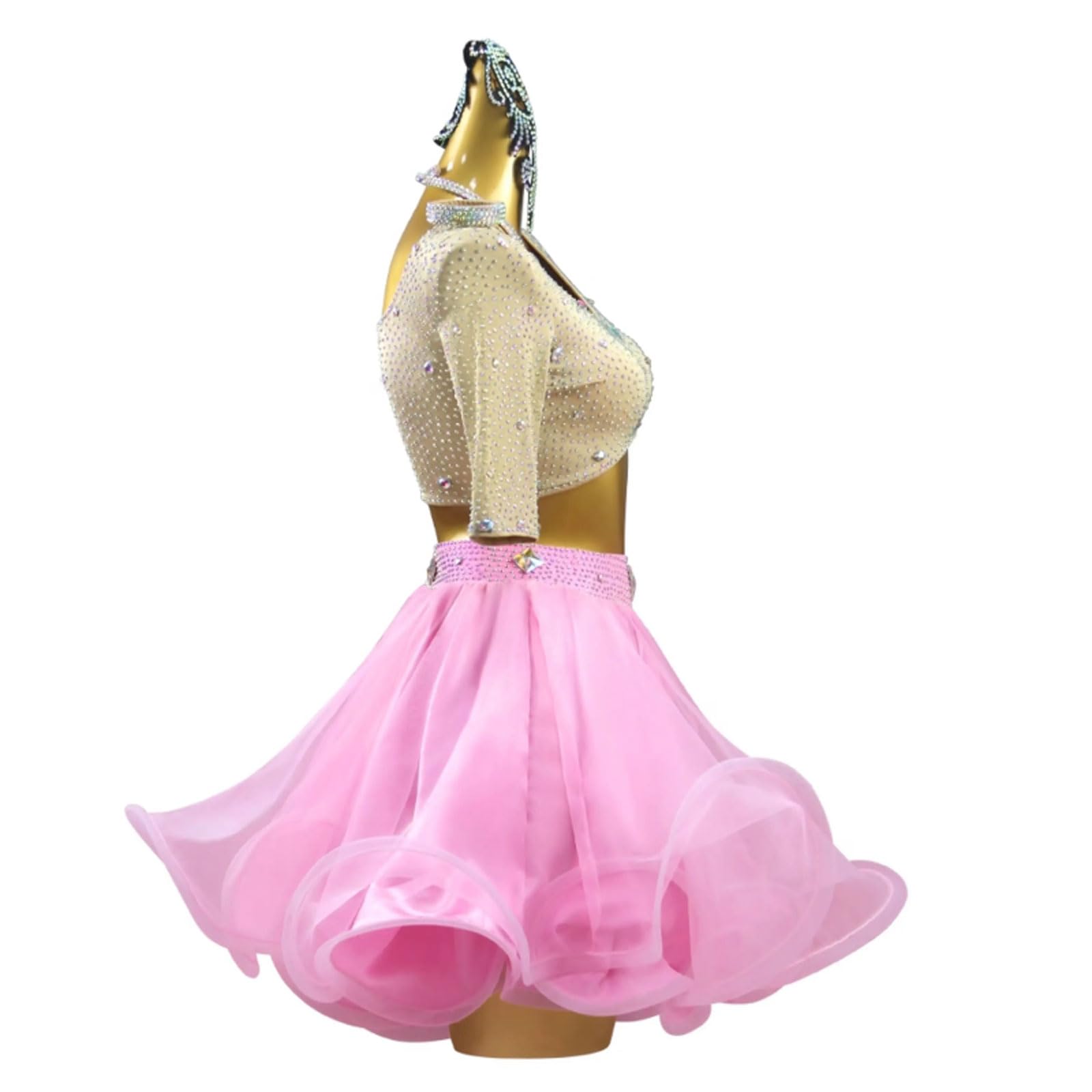 Abiti Latino Costumi Salsa da Ballo Donna Gonna Ossa di Pesce Cha Cha