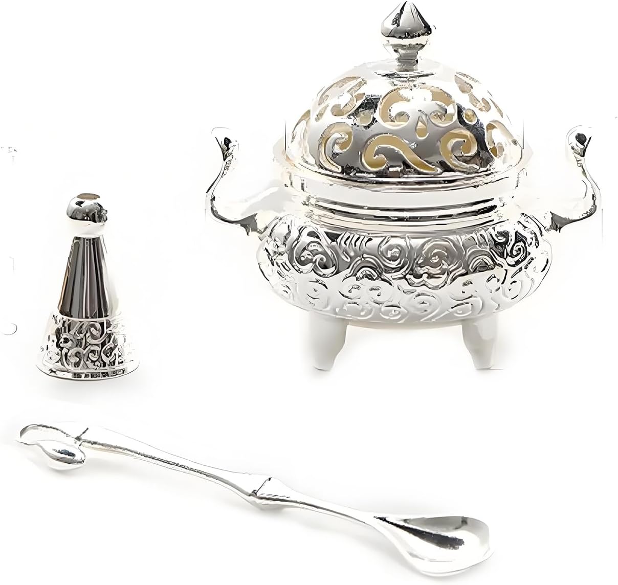 Incense Holder Burner with Tools Set - Zinc Alloy Ash Catcher for Cone Incense Holder, Portable Ancient-Inspired Altar Decor, Meditation & Yoga Ritual Kit