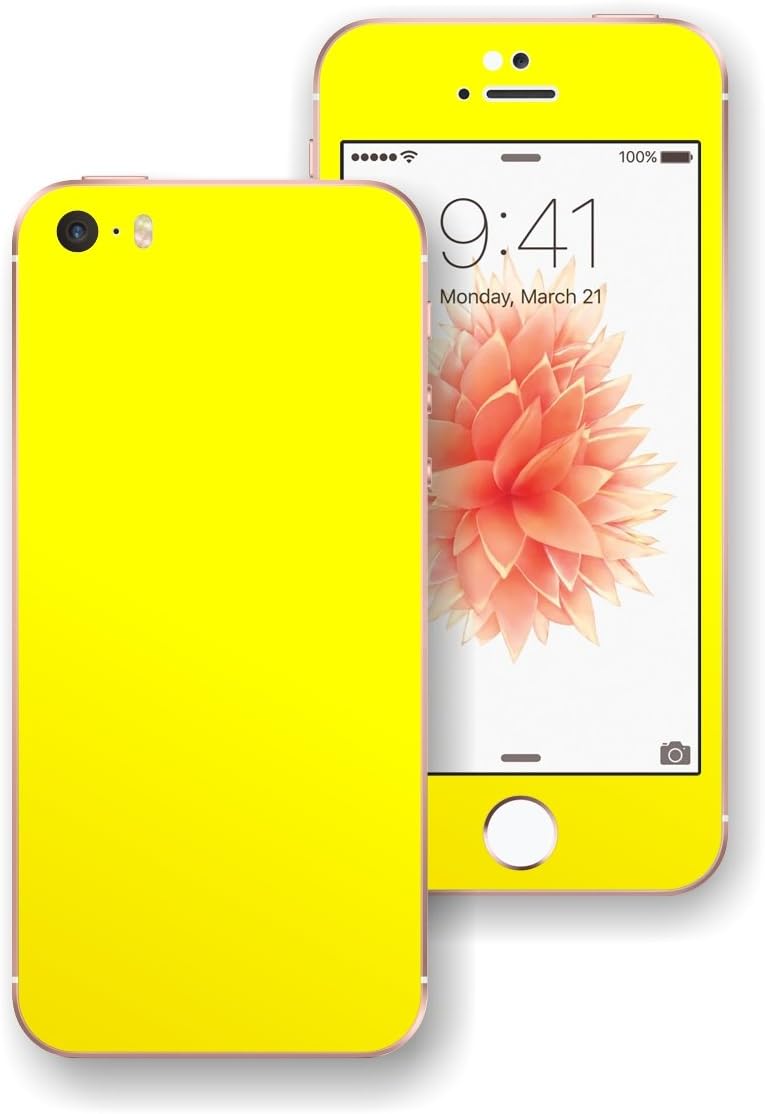 For iPhone SE GLOSSY COLORFUL FULL BODY Wrap Sticker Cover Protector Decal Skin (LEMON YELLOW)