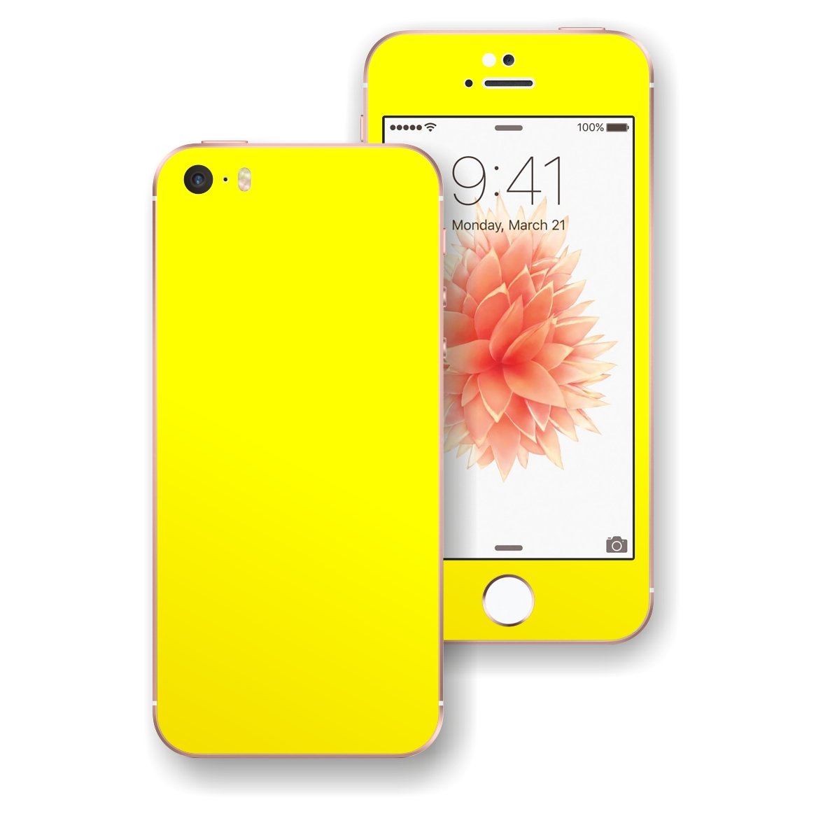 For iPhone SE GLOSSY COLORFUL FULL BODY Wrap Sticker Cover Protector Decal Skin (LEMON YELLOW)