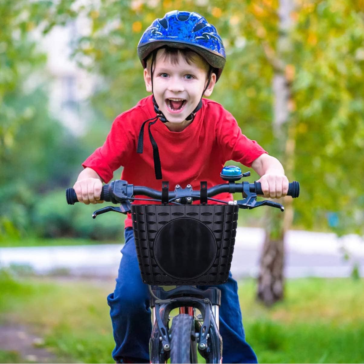 Kinder-Fahrradkorb mit verstellbaren Riemen, Fahrradkorb, Kleinkind-Fahrradkörbe, Fahrradzubehör (schwarz)