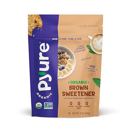 Pyure Edulcorante integral orgánico sustituto del azúcar moreno cero carbohidratos cero azúcar cero calorías mide y hornea como azúcar moreno a base