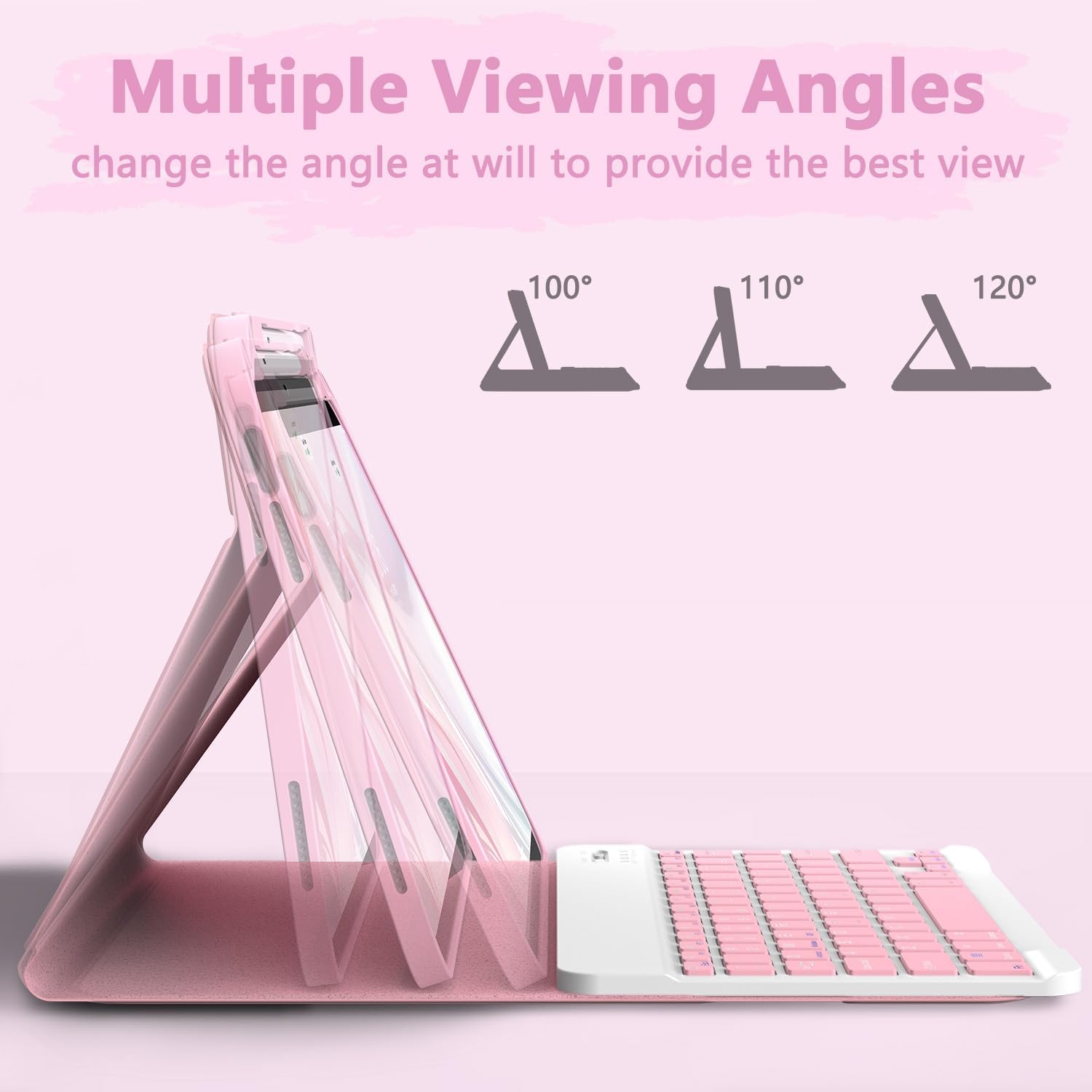 for iPad 11th 10th Generation Case with Keyboard - Magnetic Wireless Detachable Keyboard Case Stand Folio Cover with Pencil Holder for iPad 11 inch A16 2025 & 10th 10.9" 2022 (Light Pink)
