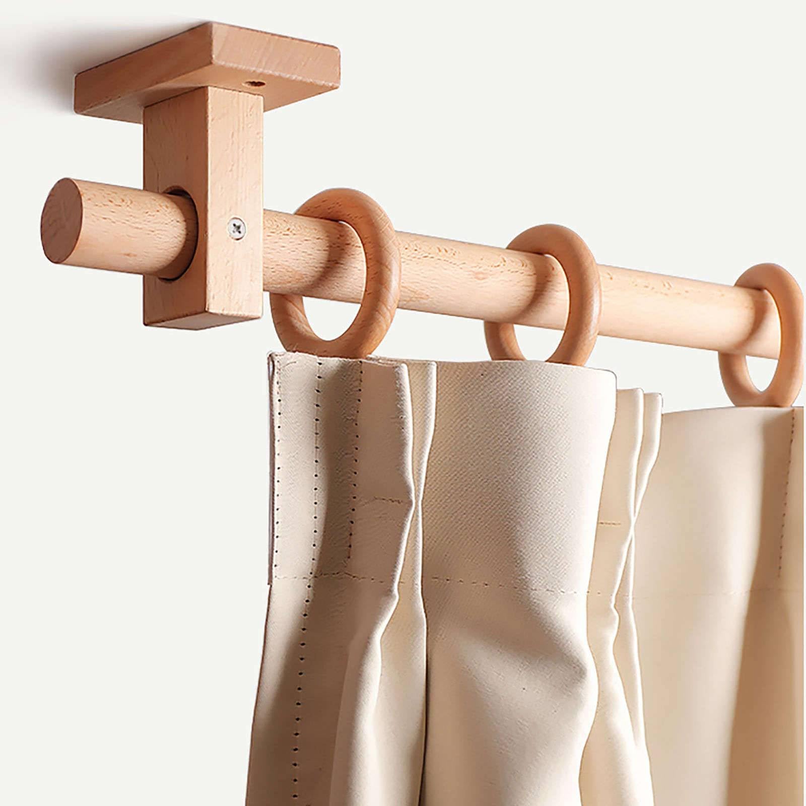 Gardinenstangen-Set aus Holz, 29 mm, robuste dekorative Stange mit 2 Halterungen und Schrauben, 160 cm Länge für Schlafzimmer, Küche, Tür und Fenster, stilvoller Akzent für Zuhause