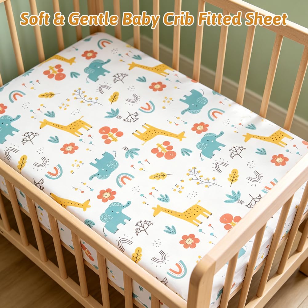 Aolso Lenzuola con Angoli per Passeggino Set, 3 PZ 120 * 60 cm, Lenzuola con Angoli Elasticizzate in Morbida e Setosa, Per Culla Co-sleeping, Lettino, Bimbo e Bimba - Arcobaleno