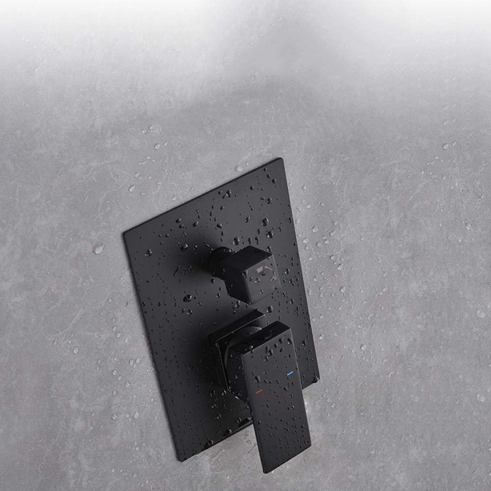 Set doccia quadrato nero – 25,4 cm sistema doccia a parete in rame anticalcare per un'esperienza di lusso in bagno e un comfort simile a una spa
