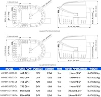 Vista 7 de Bomba de sentina automática para barco con interruptor de flotador, 12 V, 1100 GPH de bajo ruido, bombas de sentina automáticas de alta eficiencia
