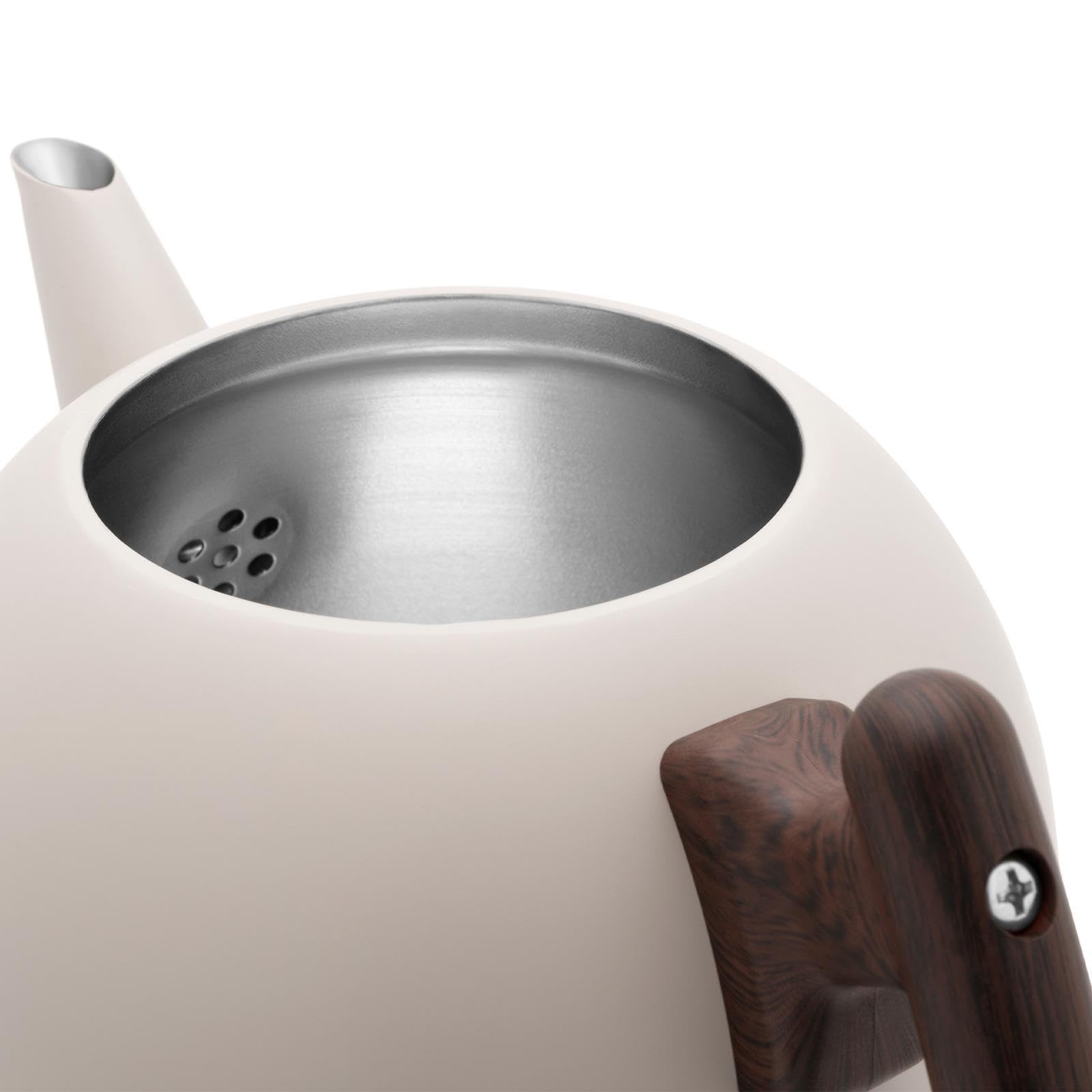 Bredemeijer große beige Edelstahl Teekanne 1.2 Liter doppelwandig - sandfarbene isolierende Kanne mit Teefilter-Sieb-Einsatz - längerer warmer Teegenuss