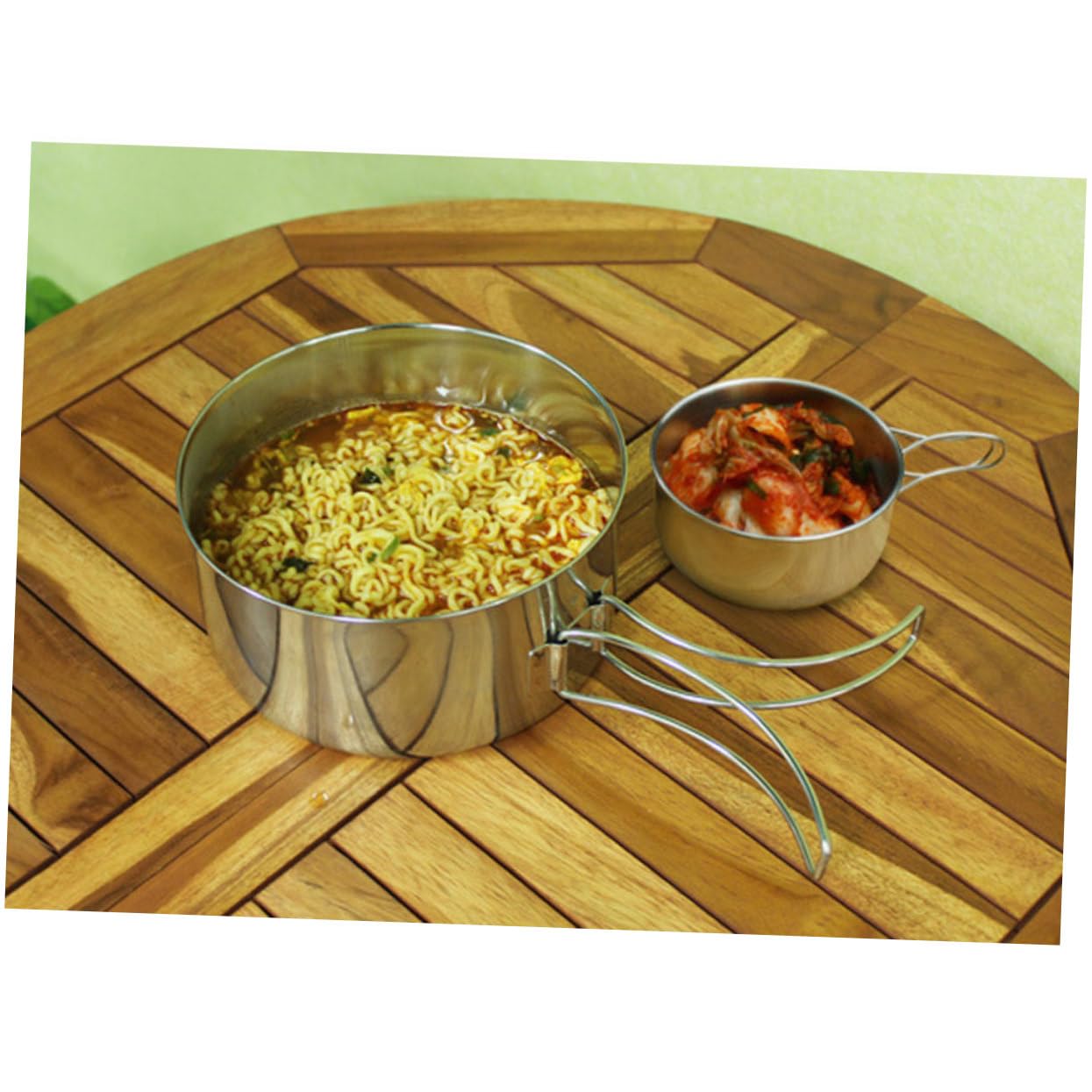 4pezzi Pentole Pieghevoli in Acciaio Inossidabile Pentole Portatili per Campeggio all Aperto Utensili da Cucina Combinati Accessori da Campeggio per Escursionismo