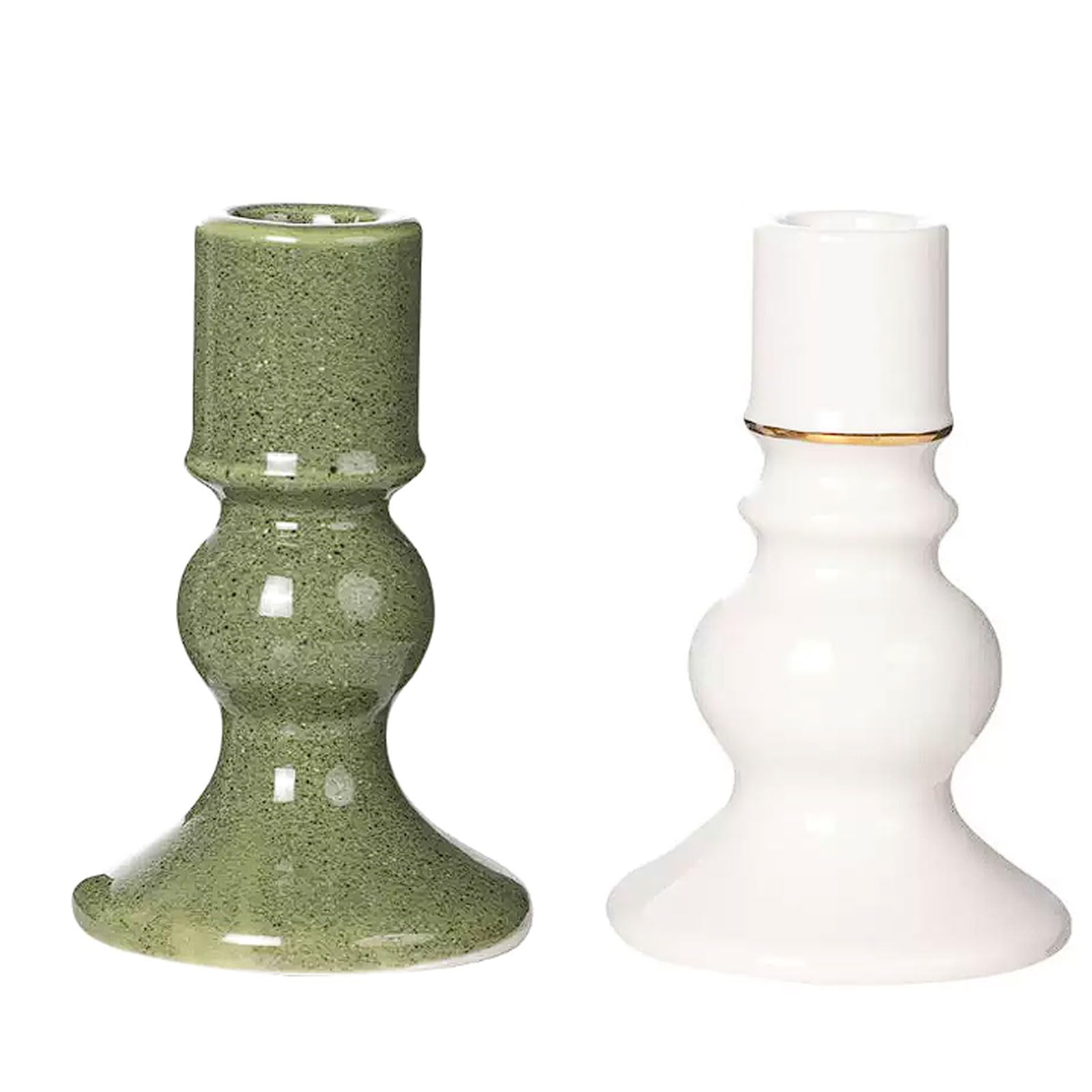 Candle sticks holder candle holders， Ceramic Candlestick Set Of 2 And White
