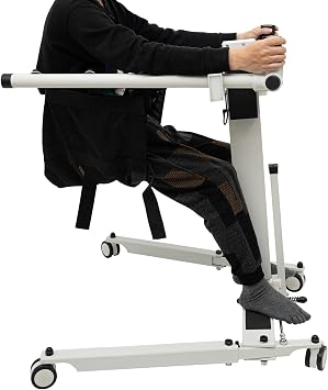 Electric Patient Lift Transfer Chair for Seniors and Disabled, 286.6lbs Weight Capacity, Adjustable Height and Foldable Design, Portable Lift Aid for Home/Car/Bathroom/BedsideUpgraded