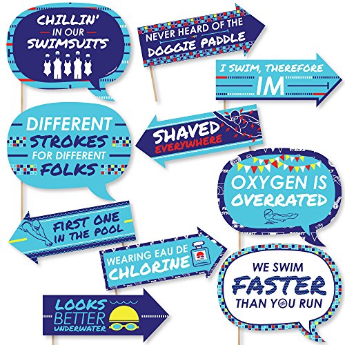 Big Dot of Happiness Funny Making Waves - Swim Team - Swimming Party or Birthday Party Photo Booth Props Kit - 10 Piece
