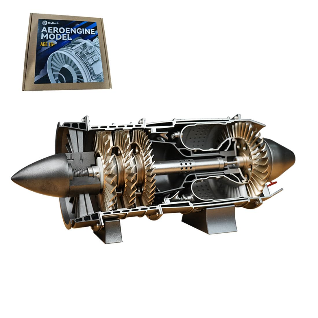 WP-85 - Kit modello di motore a turbogetto con sistema a turbina rotante, modello meccanico di motore a getto per aeromobili stampato in 3D per ingegneria aeronautica, collezione hobby per adulti