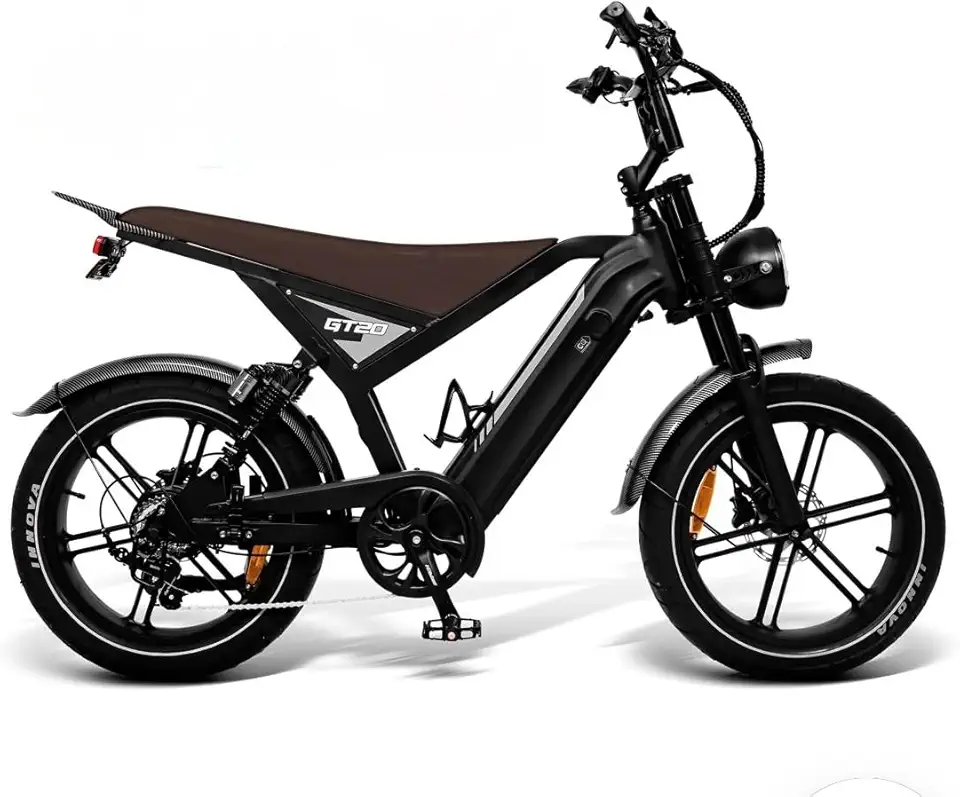 Bicicleta Elétrica GT20 1000W Fat Tire 20” Bateria Removível 48V 15Ah Suspensão Dupla Freio Hidráulico Velocidade Limitada 32km/h Uso Urbano