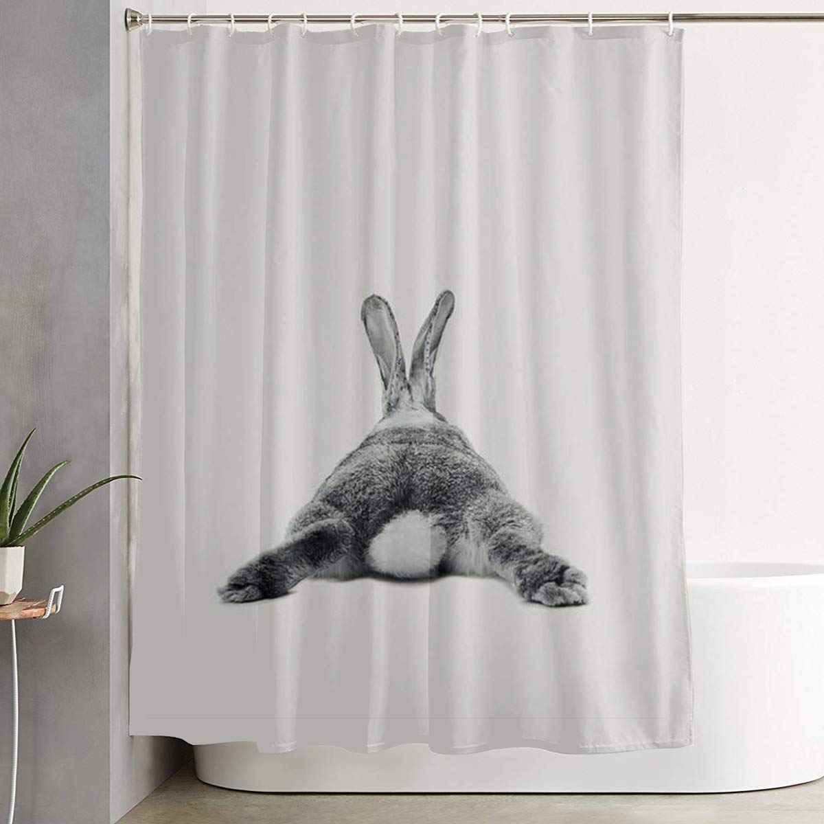 Bunny Rabbit Butt Shower Curtain,Bathroom Curtains Sets with Hooks Shower Bath Curtain for Bathroom,Polyester Bathroom Shower Curtain